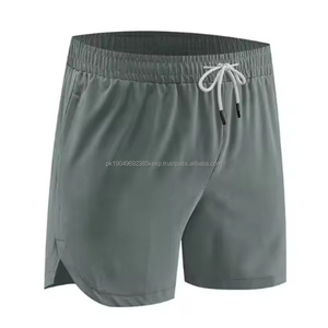 กางเกงออกกำลังกายขาสั้นสำหรับผู้ชายกางเกงวิ่งออกกำลังกายขาสั้นเอวยางยืดสีพื้นกางเกงออกกำลังกายโยคะฟิตเนส - Product Image 1