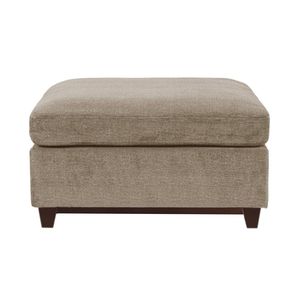 Modulare in ciniglia di cammello in tessuto soggiorno 1pc cuscino pouf divano con sgabelli e pouf in legno a vista - Product Image 2