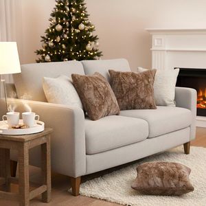 LuxeFur Ensemble de 5 taies d'oreiller en lin floral marron et beige neutre, housses confortables et élégantes pour canapés et lits de salon - Product Image 6