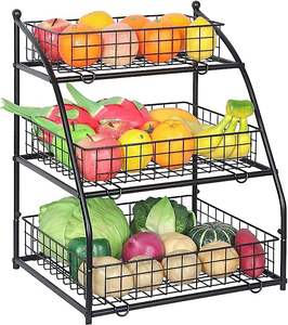Canasta de Frutas Metálica Desmontable de 3 Niveles de Calidad Premium, Canastas de Almacenamiento Multiusos para el Hogar y la Cocina - Product Image 1