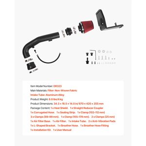 Sistema di Aspirazione dell'Aria Fredda da 3,5 Pollici Compatibile con Chevy Silverado/GMC Sierra 1500 4.8L/5 2009-2013, con Scudo Termico e Filtri dell'Aria - Product Image 5