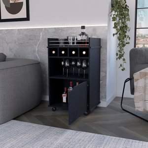 Kinsley Black Bar <b>Storage</b> <b>Cart</b> for Living Room - Product Image 5