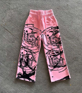 กางเกงวอร์มขาบานพิมพ์ลายต้นไม้แบบกำหนดเอง น้ำหนักเบา สวมใส่สบาย พิมพ์ลายโลโก้ด้วยเทคนิคสกรีน ขอบเอวสองชั้น ทรงขาบาน - Product Image 4