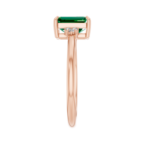 Anillos de Oro Rosa y Blanco de 14k y 18k con Esmeralda Natural en Engaste de Garra, Clásicos para Compromiso, Boda, Aniversario, Fiesta, Regalo de Cumpleaños para Niños - Product Image 6