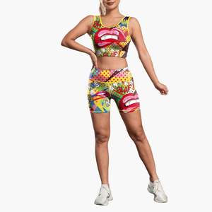 Ensemble de sport 2 pièces pour femme : soutien-gorge de sport dos croisé et short taille élastique uni, séchage rapide, haute qualité, vente en gros personnalisée - Product Image 3