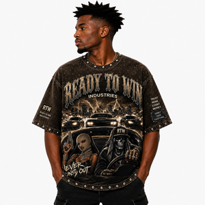 T-shirt Homme Oversize Streetwear READY TO WIN INDUSTRIES à Manches Courtes, Motif Imprimé, Col Rond, en Polyester Tissé - Product Image 6