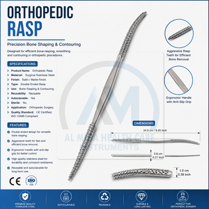 Lima ósea quirúrgica ortopédica de calidad, raspador de hueso, instrumento quirúrgico para hueso, raspador ortopédico para cirugía - Product Image 6