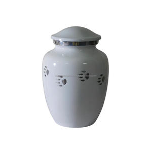 Urnas para mascotas de cremación de aluminio de alta calidad con Peltre estampado de pata y urnas funerarias de Metal con acabado de Color Cylate para cenizas humanas - Product Image 3