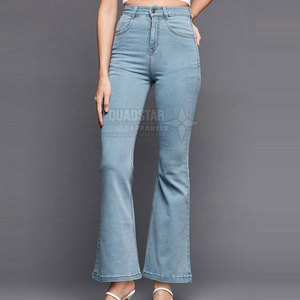 Wholesale Custom Made Breathable Spring <b>Women's</b> <b>Jeans</b> Pants Unique Design High Quality 100% Cotton Wide Leg - Product Image 2