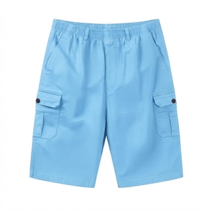 Shorts cargo pour homme, couleur unie, taille élastique, longueur mi-longue, en toile, décontractés, avec poches, respirants, pour l'été - Product Image 4