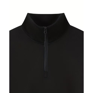 Sweat-shirt surdimensionné personnalisé pour homme, col montant, en molleton de coton uni, style streetwear, avec demi-fermeture éclair - Product Image 3