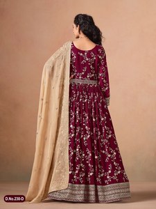 ชุดเดรสอานาร์กาลีสไตล์อินเดีย ดีไซน์หรูหราแต่สวยงาม น้ำหนักเบา ความยาวปกติ พร้อมผ้าคลุมไหล่ เหมาะสำหรับงานแต่งงานและงานปาร์ตี้ - Product Image 5