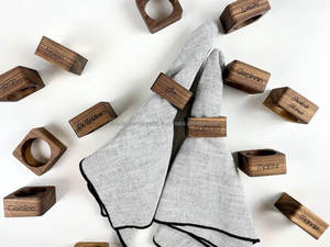 Servilleteros de boda de madera modernos, estilo clásico ecológico para decoraciones de mesa de comedor para fiestas y eventos - Product Image 6