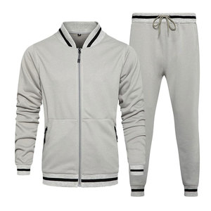 Ensemble de survêtement homme 2026 color block à manches longues, col montant, fermeture éclair, respirant, sportif, en tissu polyester-coton - Product Image 4