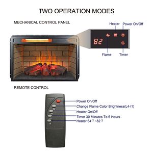 Chimenea Eléctrica Empotrable de 26 Pulgadas con Cuarzo Infrarrojo, Versión con Leños, Pantalla LED de Ladrillo, Control Remoto, Enchufe Estadounidense, Plástico - Product Image 5