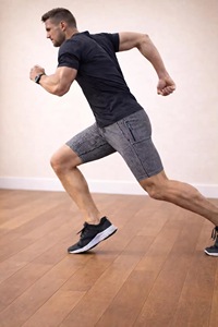 Men's Black Quick-Drying Double <b>Layer</b> Fitness Shorts New Sport Workout Training Bodybuilding Canvas Sports Vintage <b>Mid</b> - Product Image 3