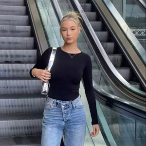 Camiseta Deportiva Básica de Color Sólido con Cintura Elástica para Mujer, Top Corto que Combina con Todo - Product Image 4