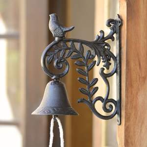 Campana de puerta tradicional de hierro con cadena, sonido fuerte, estilo vintage, para decoración de puerta principal de casa de campo - Product Image 3