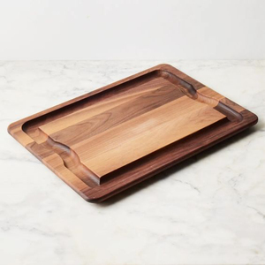Grand plateau décoratif en bois massif noir, plateau de service de luxe pour boucher et plateau à charcuterie réversible pour ustensiles de cuisine professionnels - Product Image 1