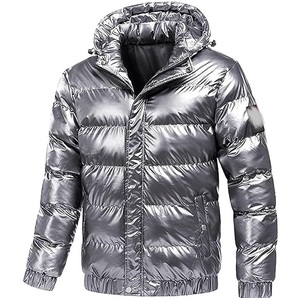 Winter Coated Canvas Glossy <b>Men</b> Puffer <b>Jacket</b> Custom Logo Waterproof Streetwear Outerwear High Quality Glossy Shiny <b>Jackets</b> - Product Image 1