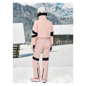 Traje de esquí de una pieza para mujer, impermeable, para deportes de invierno al aire libre, mono de snowboard aislado, chaqueta de nieve con bloques de color - Product Image 5