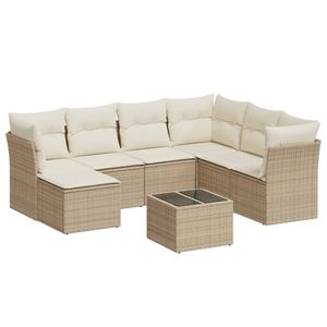 Ensemble de 8 canapés de jardin modulaires en rotin PE beige meubles de jardin pour la vie en plein air - Product Image 2