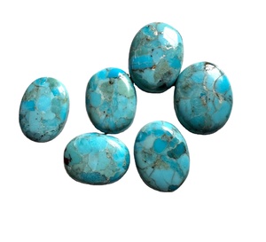 Pierre précieuse synthétique (créée en laboratoire) de forme ovale en cabochon bleu turquoise, polie, en vrac, 3x4 10x12 mm, tailles personnalisables, fabrication de bijoux - Product Image 5