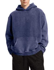 Sweat-shirts d'hiver pour hommes de qualité supérieure, décontractés, respirants, en molleton 100% coton, coupe ample, avec poche, motif uni, teinture unie - Product Image 1