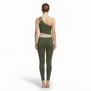 Combinaison de yoga asymétrique pour femme, taille haute, effet ventre plat, longueur intégrale, color block - Product Image 2