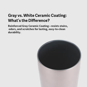 Bouteille isotherme classique en acier inoxydable SUS 304 à double paroi, grande capacité 1L/33oz, revêtement céramique gris, avec tasse, maintient au chaud 6 heures/au froid 9 heures - Product Image 3