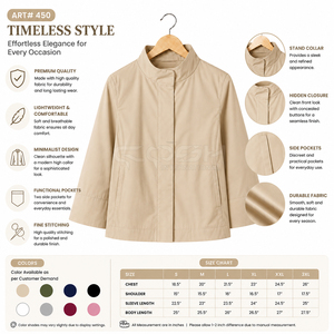 Vêtements d'extérieur pour femmes, personnalisables avec logo, pour sororité, respirants, beiges, élégants, à col montant, légers, imperméables et coupe-vent - Product Image 6