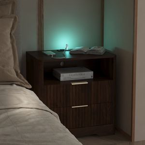 Smart Wood Nightstand with <b>Charging</b> Station and Night Light Bedroom Storage Cabinet <b>Bedside</b> <b>Table</b> - Product Image 4