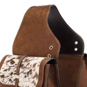 Bolsas de Sillín de Cuero Artesanales Estilo Western, Bolsa de Sillín de Piel de Vaca con Doble Bolsillo para Montar a Caballo, Bolsa de Almacenamiento para Equipo de Equitación - Product Image 3
