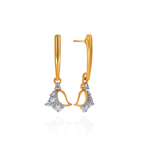 Pendientes de Lujo con Diseño Floral en Oro de 14K, con Delicado Acento de Diamantes, para Ocasiones Especiales - Product Image 2