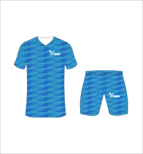 Ensemble de maillot de football sublimé pour hommes Ferocious, motif géométrique bleu, col en V, manches courtes, uniforme respirant - Product Image 2