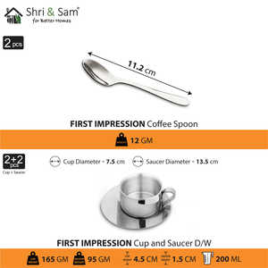 Ensemble de tasses et soucoupes en acier inoxydable à double paroi, collection première impression, 2 pièces - Product Image 2