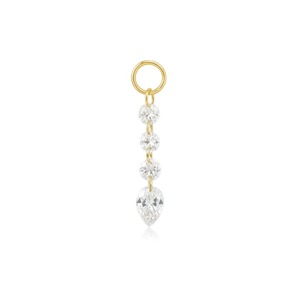 Pendientes de Lujo con Cadena de Oro de 14K y Diamante Cultivado en Laboratorio en Forma de Pera, Estilo Minimalista y Elegante para Mujer, Ideales para Fiestas - Product Image 1