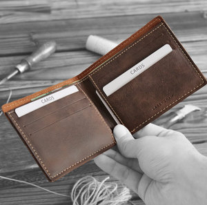 Custom High Quality Men's <b>Card</b> <b>Holder</b> <b>Wallet</b> Mini Smart Slim Genuine Leather Bi-fold Closure Lightweight Short Pocket RFID - Product Image 1
