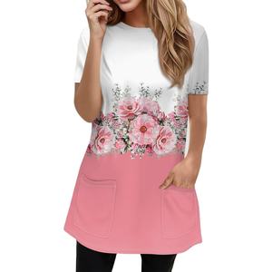 T-shirt tricoté décontracté 100% coton pour femmes pré-lavé à manches courtes bouton de décoration en dentelle maillot direct d'usine écologique - Product Image 6