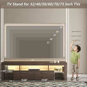 Mobile TV Moderno DFW in Legno Marrone Stile Rustico con Ampio Cassetto Portaoggetti Lucido per TV da 40 50 55 60 65 70 75 Pollici - Product Image 6