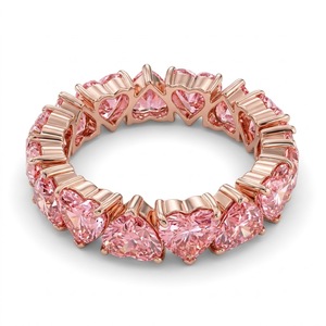 Anillo de Oro Rosa de 9K con Diamante Rosa de Laboratorio en Forma de Corazón de 6.92CTW, Certificado IGI, Banda de Eternidad Completa - Product Image 2