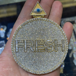 Colgante de Lujo Hip Hop con Letra Personalizada, Círculo Helado, Plata de Ley 925, Moissanita VVS, Chapado en Rodio - Product Image 3