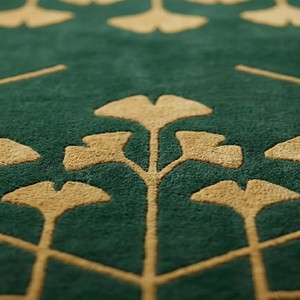 Alfombra de Lana Inspirada en el Arte y la Artesanía, con Borde Floral Hecho a Mano, Alfombra Verde Oscuro Estilo Misionero para Sala de Estar, Dormitorio, Decoración Vintage - Product Image 6
