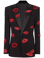 Blazer de mariage pour homme en coton brodé à la main avec sequins, pierres et broderies botaniques pour réception, performance scénique, soirée de luxe