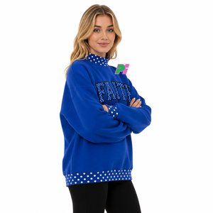 Sudadera de Alta Calidad con Cuello Alto y Estampado de Lunares, con Bordado Personalizado, Hombros Caídos y Estilo Oversize - Product Image 2