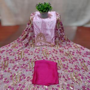 Dirac Somalí Fransawi de Última Moda, de la Mejor Calidad, con Jacquard, Patrón Floral Simple, Trabajo Intrincado con Piedras, Ligero, para Fiestas - Product Image 1