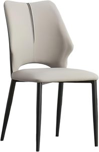 Silla de Comedor Moderna de Alta Gama con Patas de Metal Negro, Silla de Salón Tapizada en Cuero con Respaldo Alto, Silla Tapizada Cómoda - Product Image 3