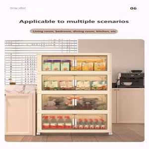 19.69\" Side Wide Folding Storage Cabinet 5 Tiers 11.81\" 50.00\" Collapsible Storage Bins with Magnetic Door Portable Wardrobes - Product Image 5