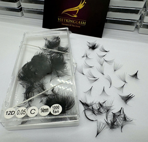 ขนตาปลอมแบบแฮนด์เมด วอลลุ่มธรรมชาติ ยาว หนา สีดำด้าน ฐานแหลม 12D - Product Image 5