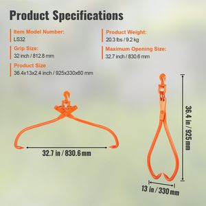 Pinze Rotanti in Acciaio per Sollevamento Tronchi da 32 Pollici, Attrezzatura per Movimentazione con Capacità di Carico di 1543 Libbre/700 Kg - Product Image 4